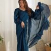 Blue Color Party Wear Pre-Wrapped Ruffle Saree