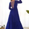 Blue Laheriya Print Traditional Gown