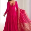 Elegant Roman Silk Chanderi Anarkali Suit Set with Banarasi Jacquard Dupatta