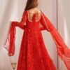 Red Bandhej Print Chiffon Anarkali Suit Set