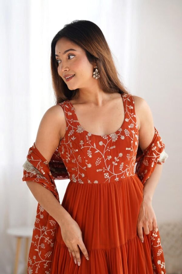 Elegant Orange Anarkali Set for Special Occasions