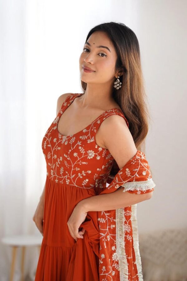 Elegant Orange Anarkali Set for Special Occasions