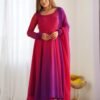 Dark Pink & Purple Shaded Fox Georgette Anarkali Suit