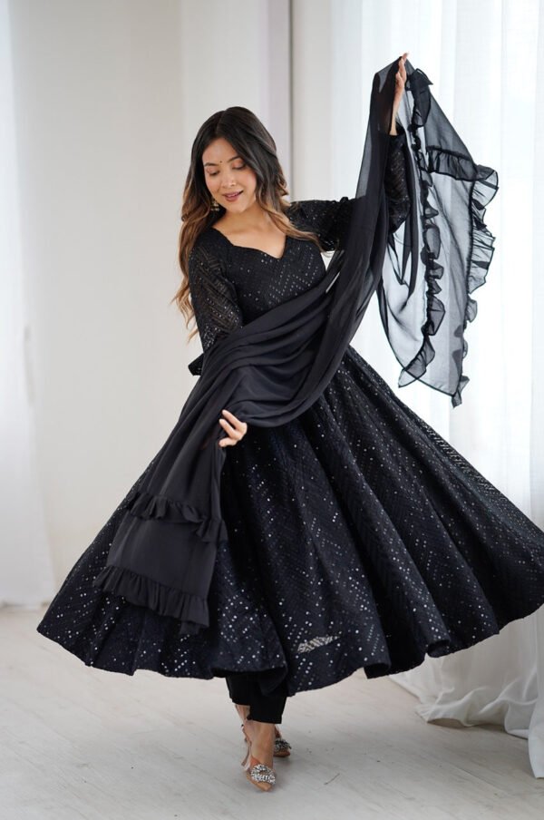 Maroon Color Lucknowi Sequence Work Anarkali Suit