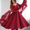 Maroon Color Lucknowi Sequence Work Anarkali Suit