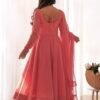 Peach Lucknowi Georgette Anarkali Suit Set