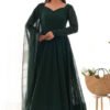 Lucknowi Work Jungle Green Anarkali Suit