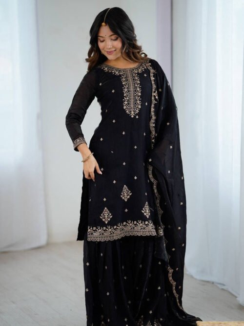 Black Kediya Style Sharara Suit