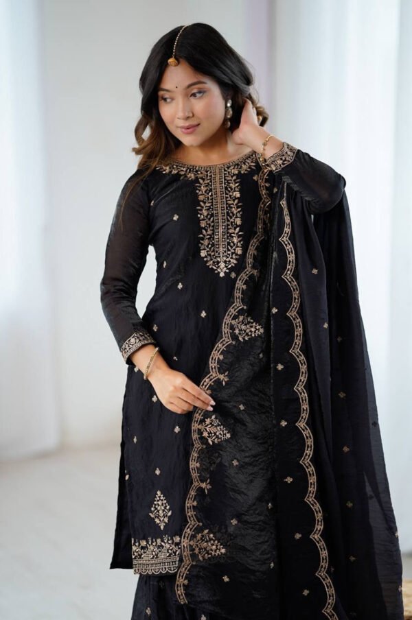 Black Kediya Style Sharara Suit