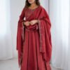 Carmine Roman Chanderi Silk Anarkali Suit