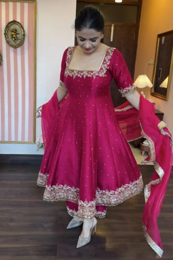 Pink Vichitra Silk Royal Suit Set