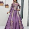Boho Lavender Crop Top Lehenga with Embroidered Shrug