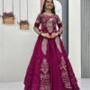 Tyrian Purple Crop Top Lehenga Set with Heavy Embroidery & Stylish Shrug Look