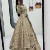 Cream Color Crop Top Lehenga with Embroidered Shrug