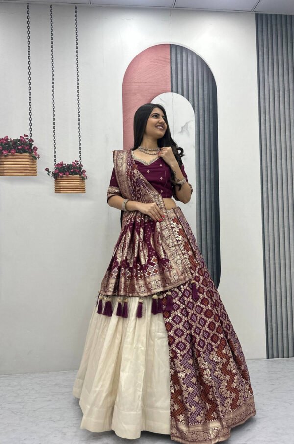 Maroon Lehenga Saree Set – Royal Elegance with Modern Flair