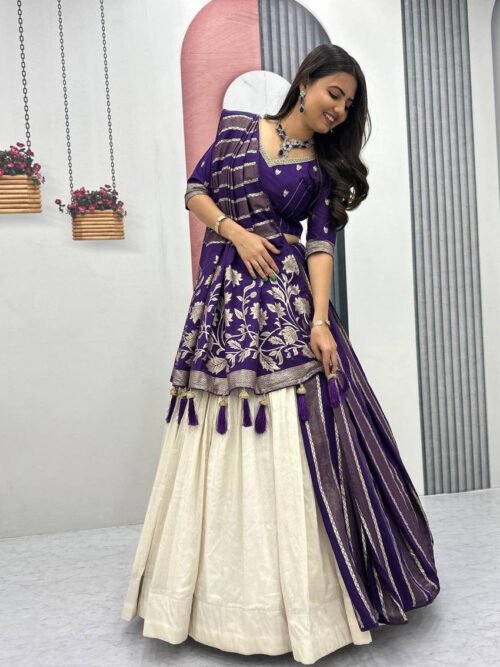 Purple Lehenga Saree Set – Royal Elegance with Modern Flair