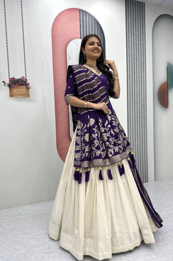 Purple Lehenga Saree Set – Royal Elegance with Modern Flair