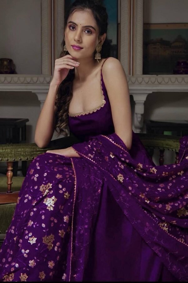 Gorgeous Violet Heavy Faux Georgette With Fully Flair Anarkali Suit