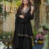 Black Shishmahal Cosmos Silk Palazzo Suit