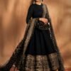 Aditi Rao-Inspired Black Rayon Embroidered Anarkali Suit Set