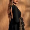 Aditi Rao-Inspired Black Rayon Embroidered Anarkali Suit Set