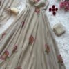 Dusty Brown Faux Georgette Handpainted Anarkali Suit