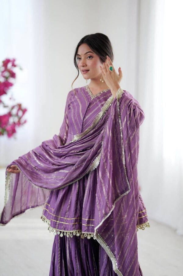 Lilac Mal Chanderi Sharara Set