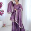 Lilac Mal Chanderi Sharara Set