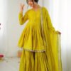 Mustard Yellow Mal Chanderi Sharara Set