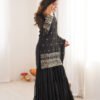 Black Sequin Work Ruffle Sharara Suit Set