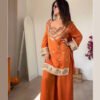 Rust Orange Mirror Work Palazzo Suit