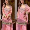 Pink Fendy Silk Sharara Suit with Real Mirror Work