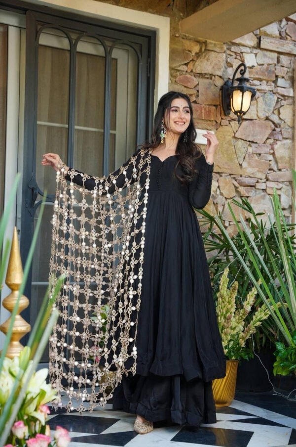 Black Roman Silk Palazzo Suit Set