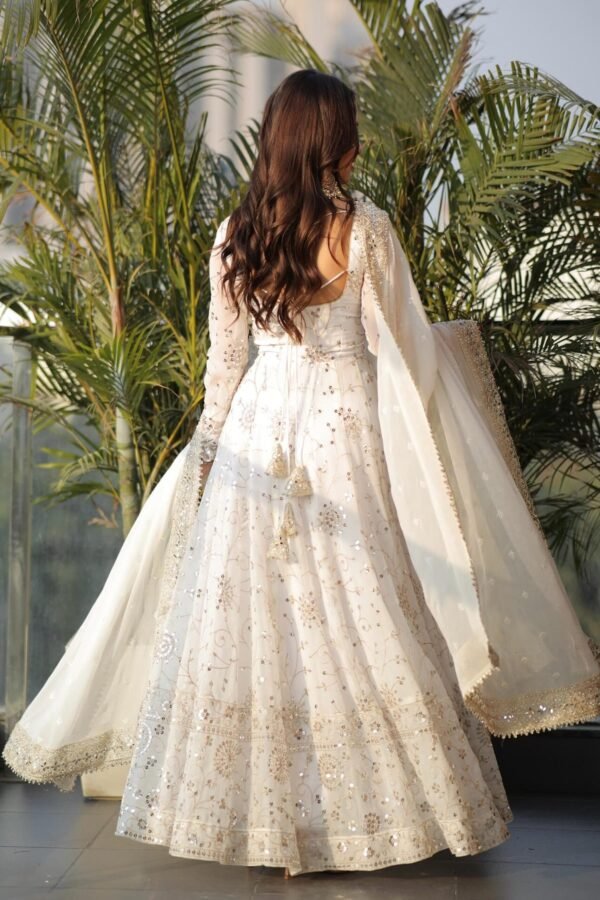 Luxurious White Gown with Sequence Work & Dupatta