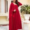 Radiate Elegance in This Red Hand Work Anarkali Suit