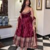Violet Red Anarkali Suit Set