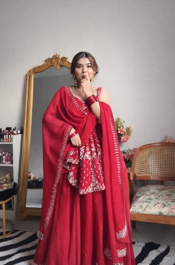 Gulal Georgette Sharara Set with Heavy Sequins & Zari Embroidery