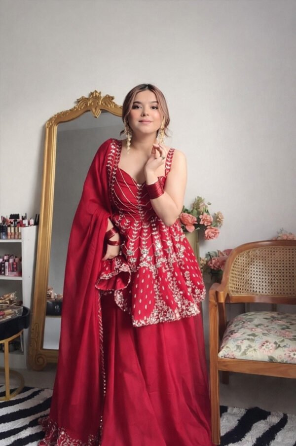 Gulal Georgette Sharara Set with Heavy Sequins & Zari Embroidery