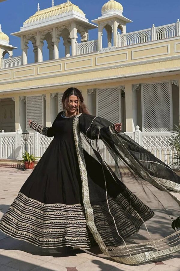 Black Noor Anarkali Gown Suit Set