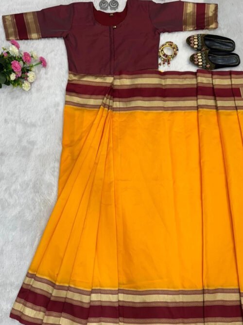 Orange Color Zip & Go Saree