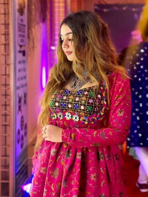 Ruby Pink Designer Rayon Navratri Kurti