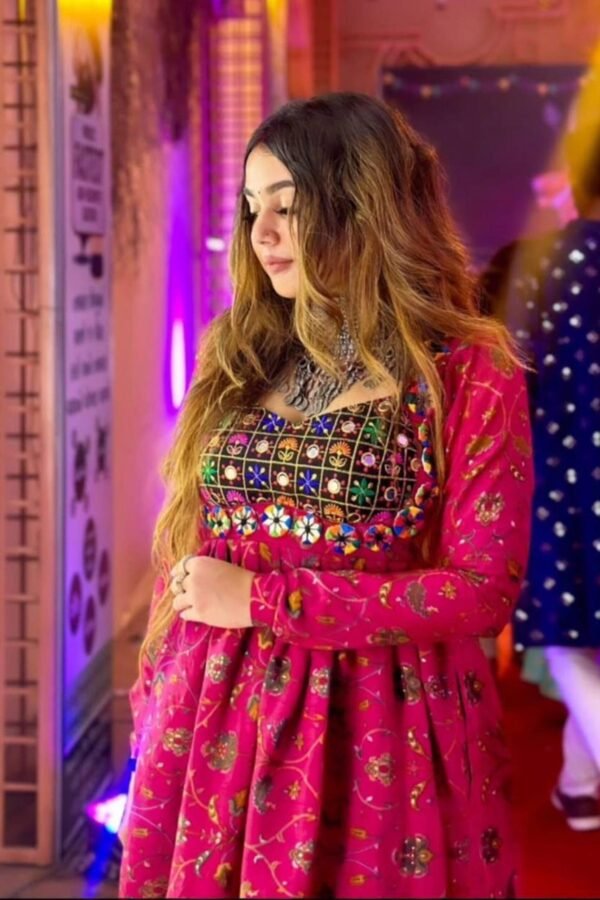 Ruby Pink Designer Rayon Navratri Kurti