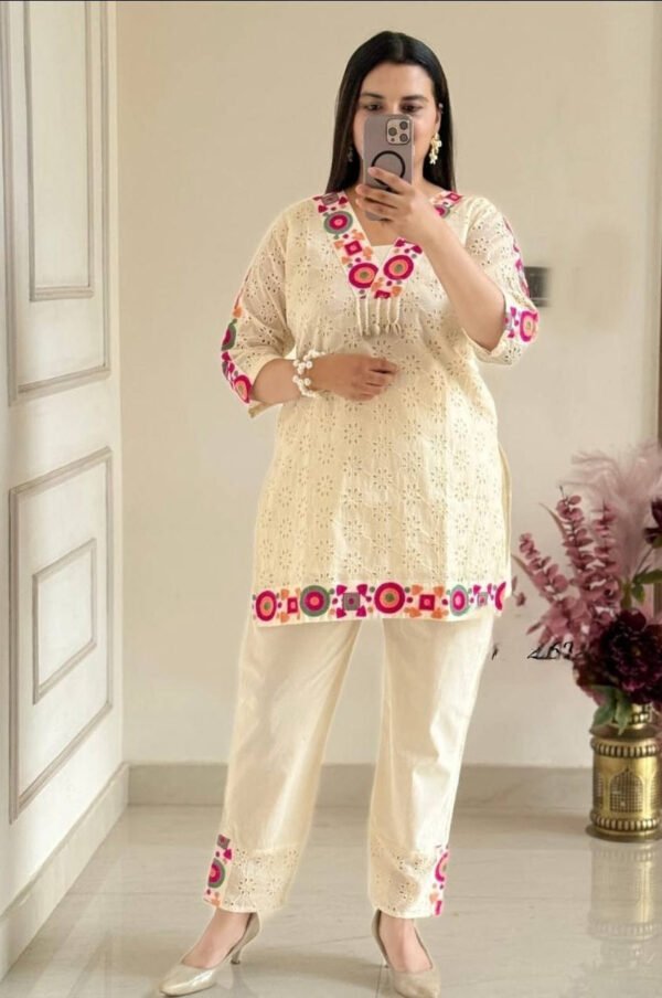 Festival Special Off White Khadi Cotton Co-Ord Set