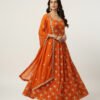 Elegant Orange Fandy Silk Anarkali Set