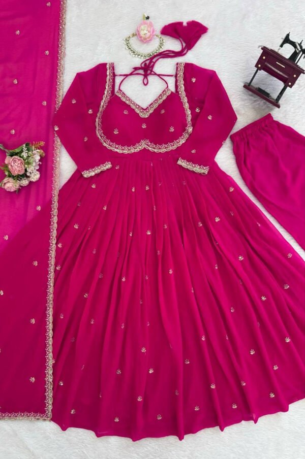 Pink Color Apsara Suit Set with Sequence Work