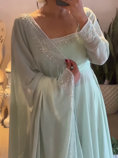 Beautiful Sky Blue Color Real Mirror Work Anarkali Suit – A Stunning Blend of Elegance and Tradition