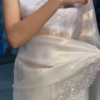 Moonlit Elegance: Pearl White Crystal-Embellished Designer Saree