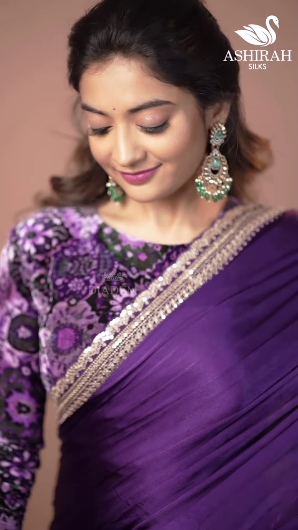 Purple Silk Zari Embroidered Saree Set – A Regal Ensemble of Tradition and Luxury