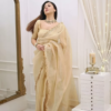 Classic Fawn Stone Embellished Saree – A Perfect Blend of Grace and Glamour