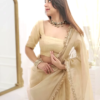 Classic Fawn Stone Embellished Saree – A Perfect Blend of Grace and Glamour